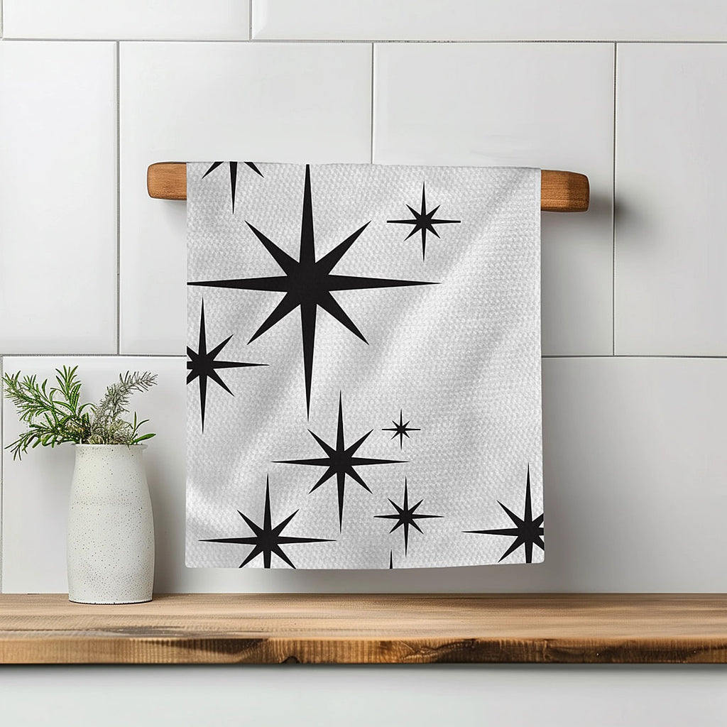 Black and White Stars Kitchen Towel by Twisted Wares