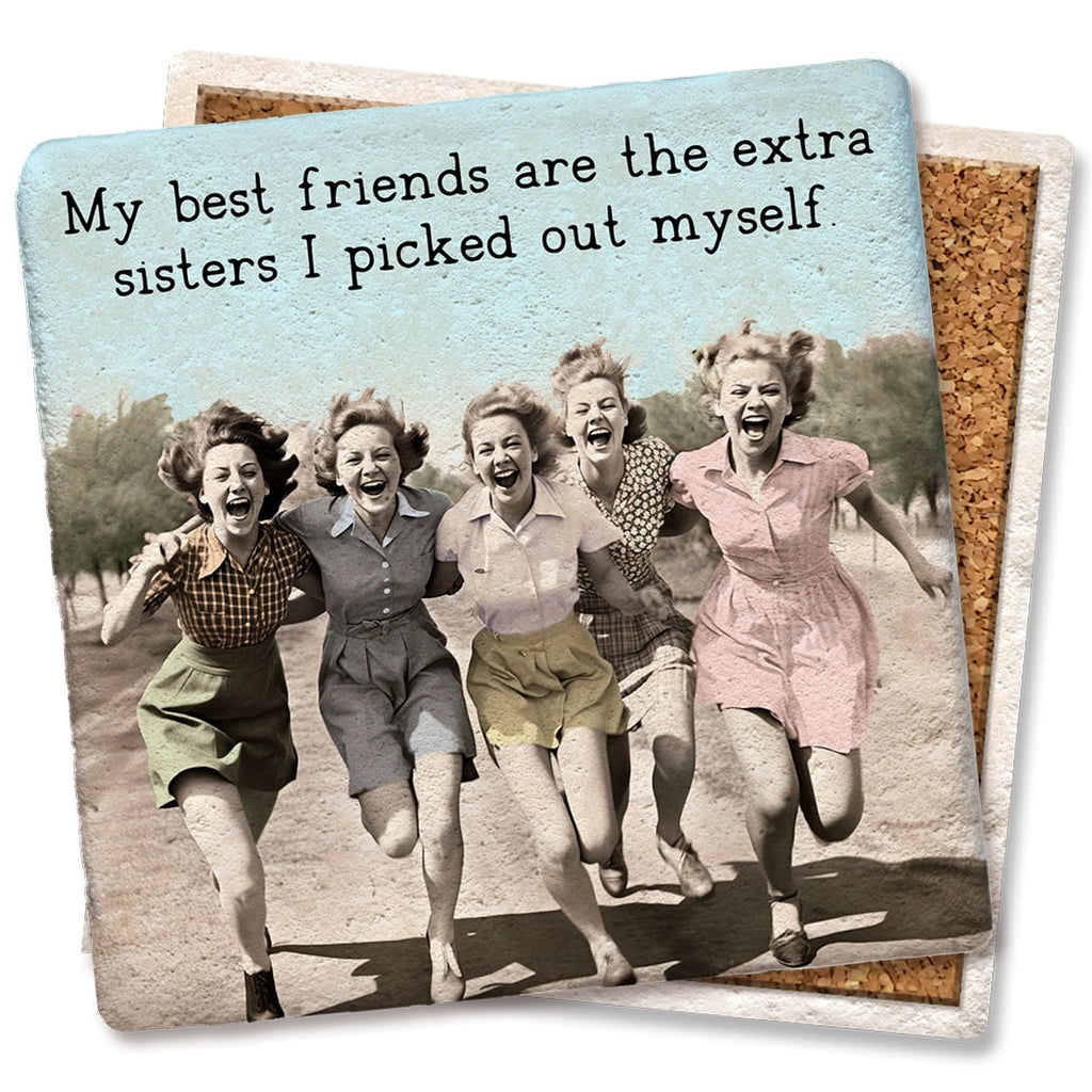 Best Friends Sisters - Limestone Coaster by Tipsy