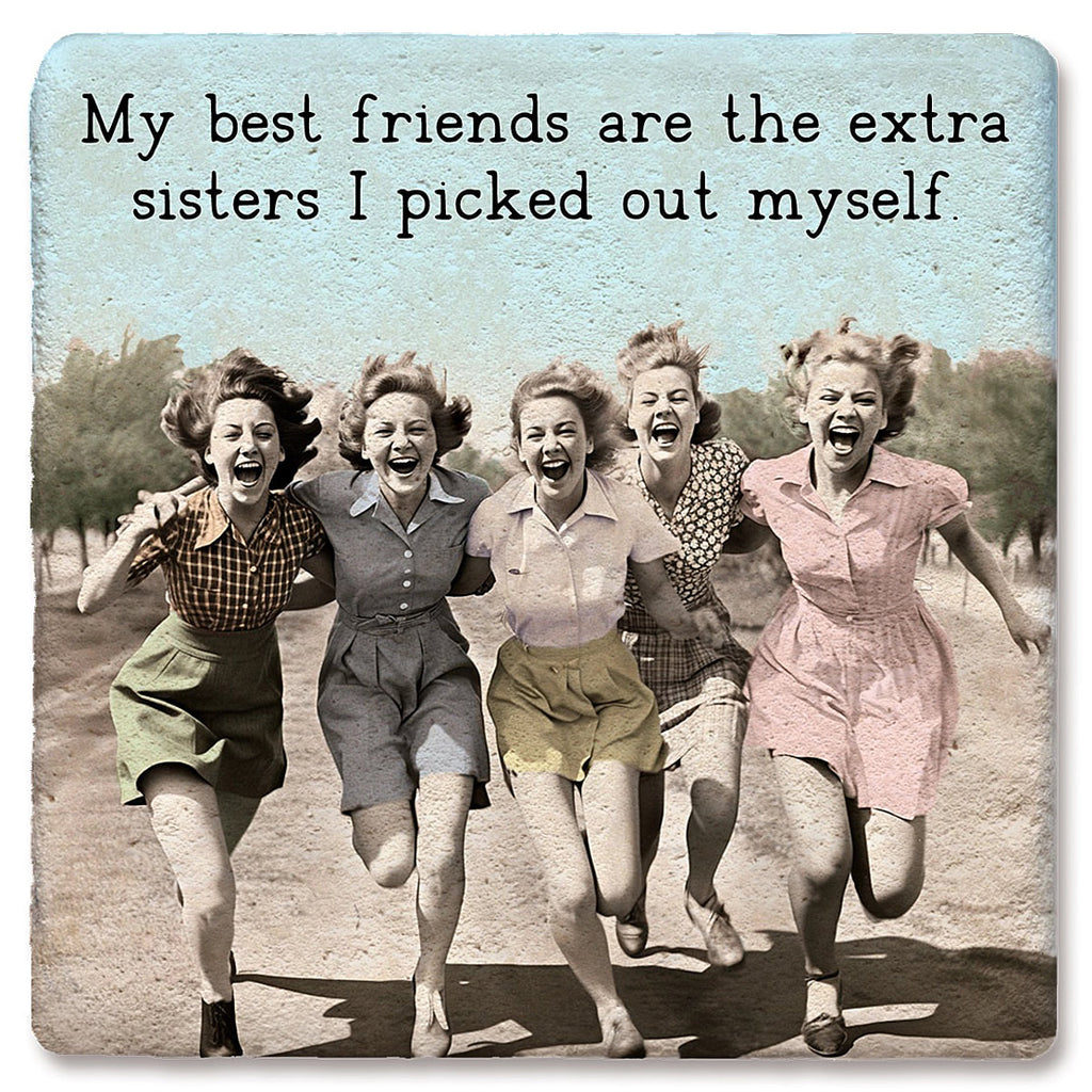 Best Friends Sisters - Limestone Coaster by Tipsy