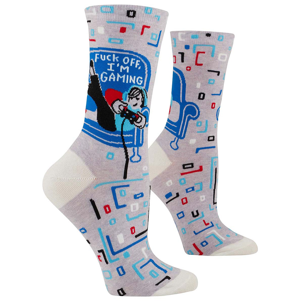 Women's Crew Socks -  Gaming - Blue Q Combed cotton