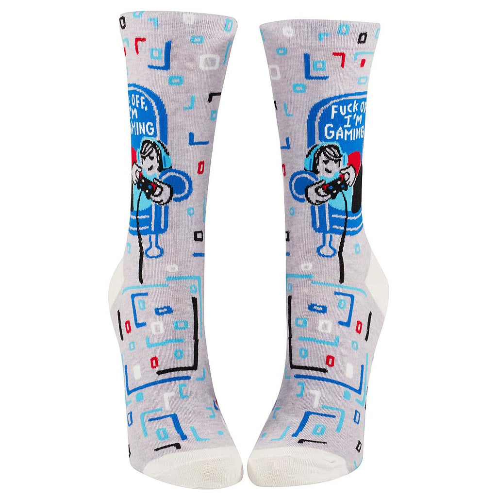 Women's Crew Socks -  Gaming - Blue Q Combed cotton