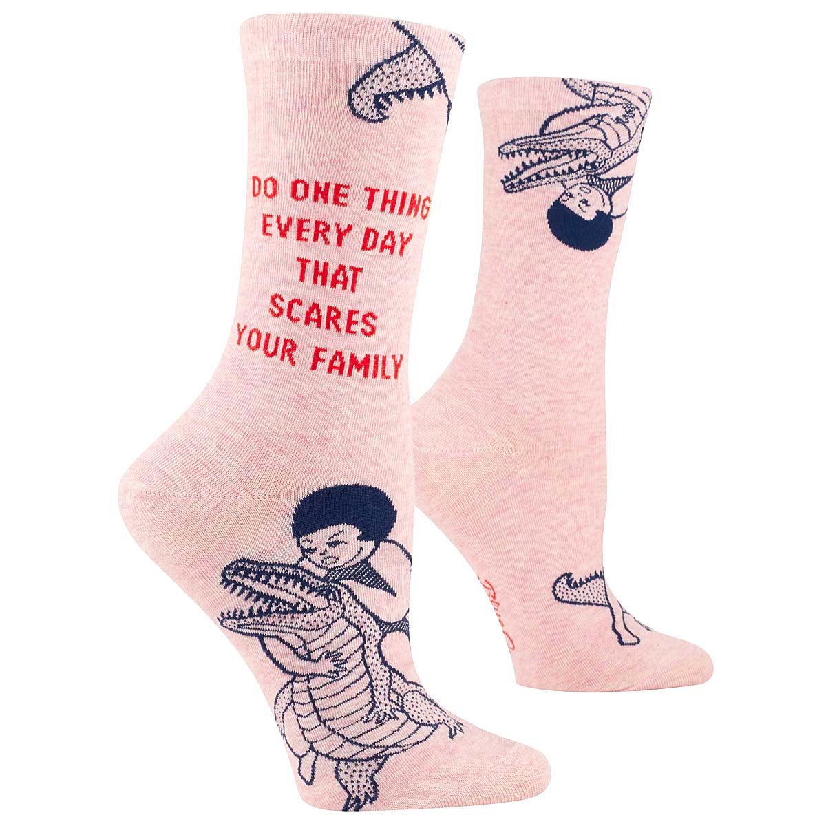 Women's Crew Socks -  Scares Your Family- Blue Q Combed cotton
