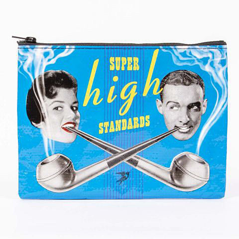 Eco, Recycled Zipper Pouch -Super High Standards - Blue Q