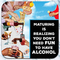 Maturing and Alcohol - retro 4" x 4" Coaster - AA