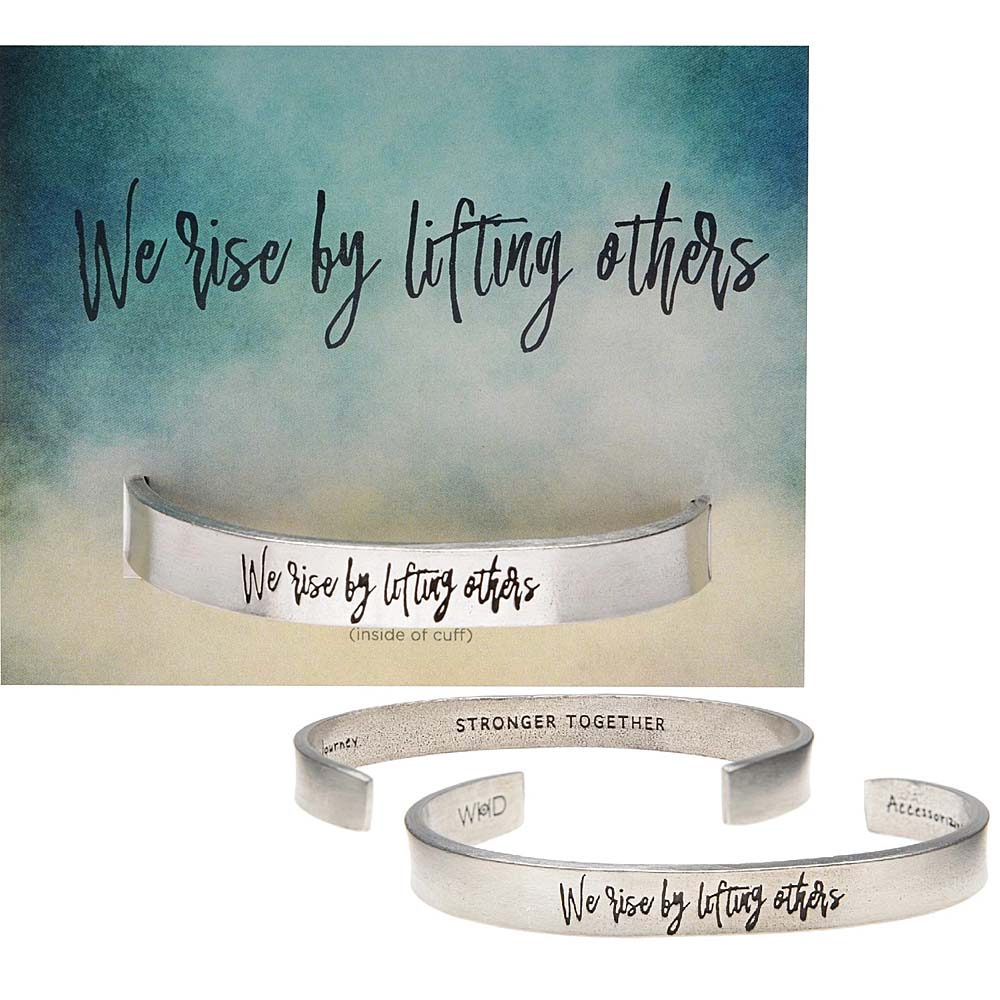 Rise by Lifting Others - handcrafted recycled lead-free pewter adjustable cuff bracelets