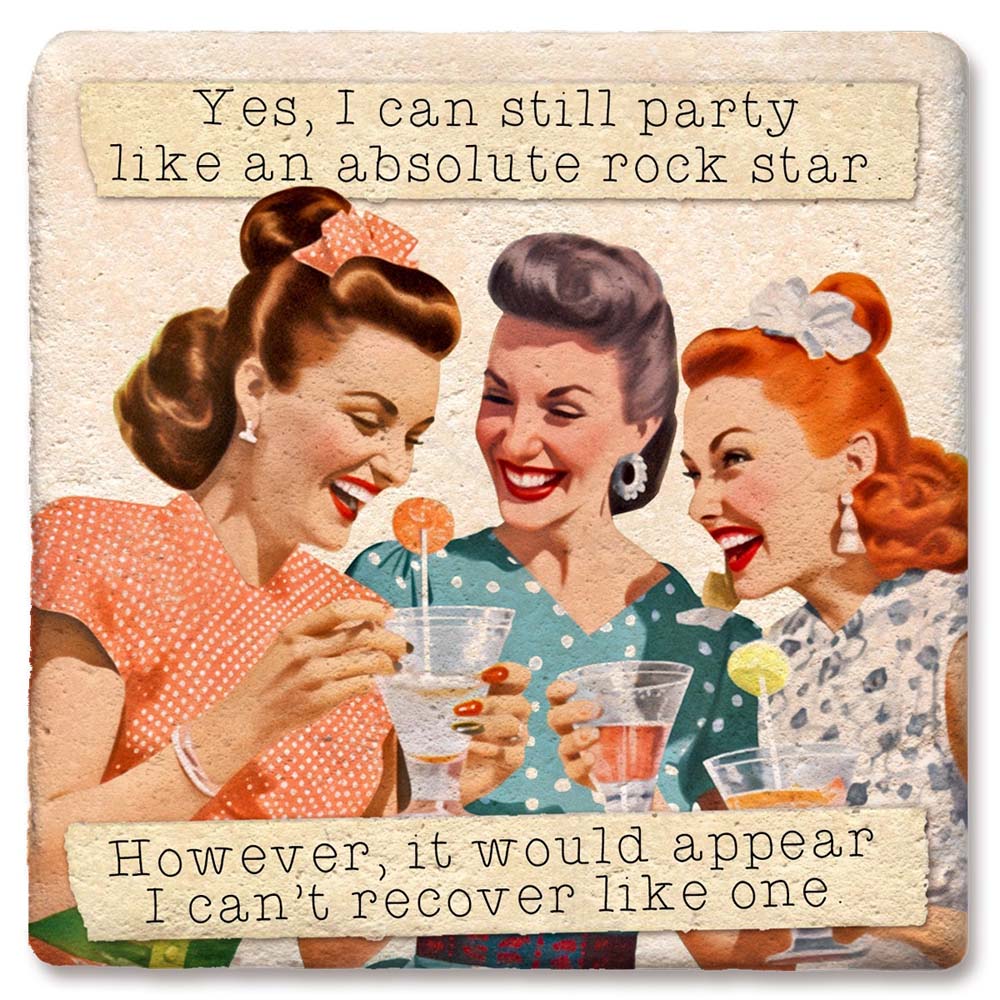 Party Like a Rock Star Limestone Coaster by Tipsy