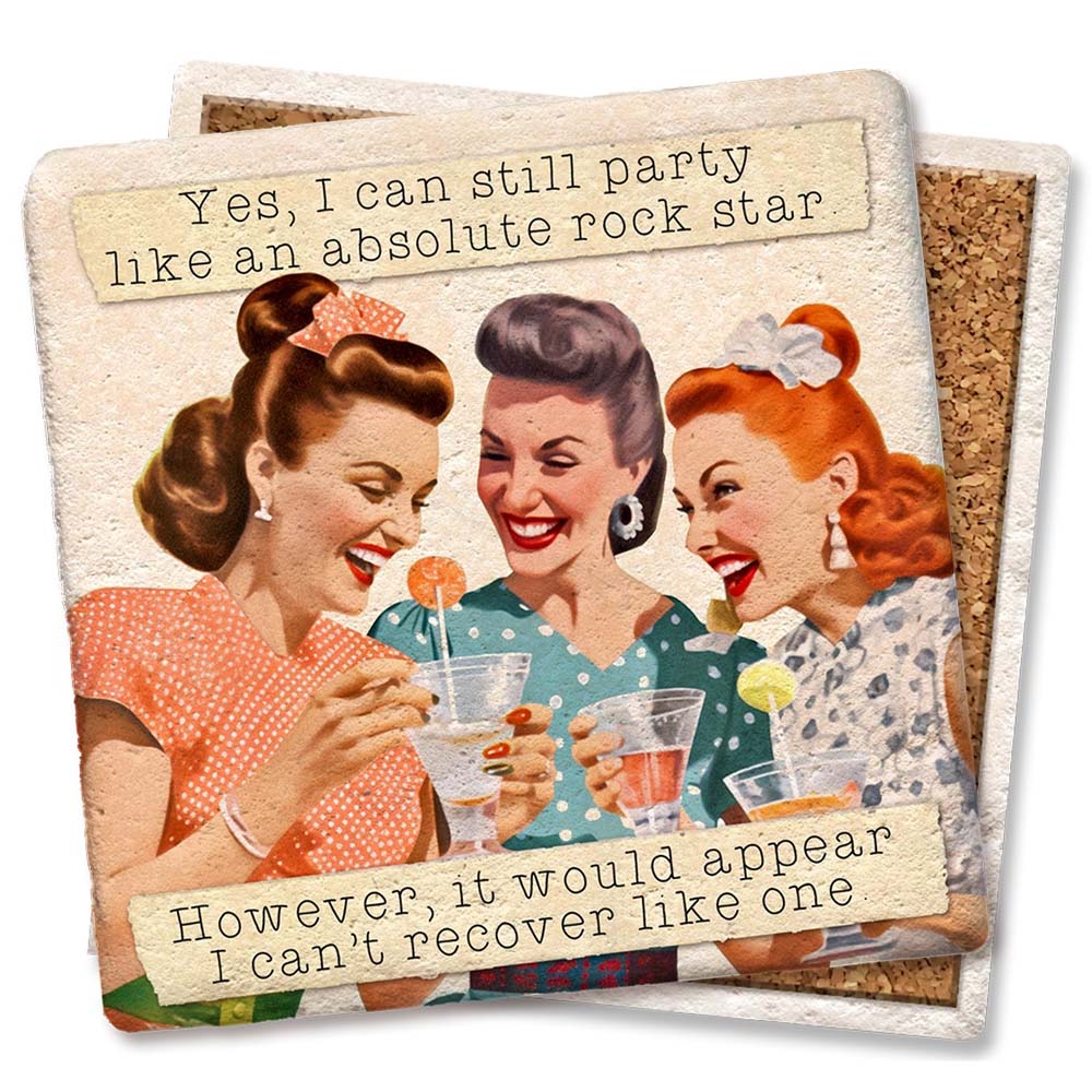 Party Like a Rock Star Limestone Coaster by Tipsy