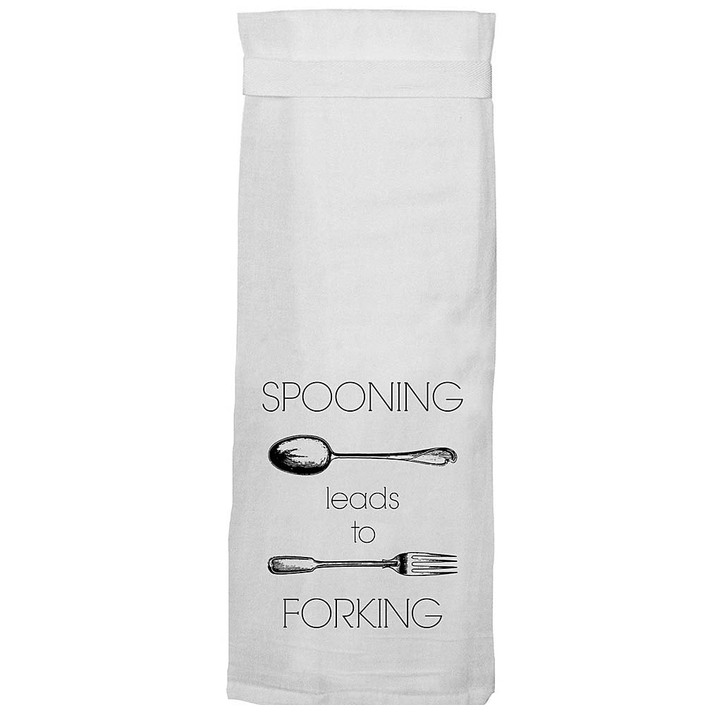 Spooning Leads to Forking Hang Tight Cotton Towel with pull through loop - by Twisted Wares