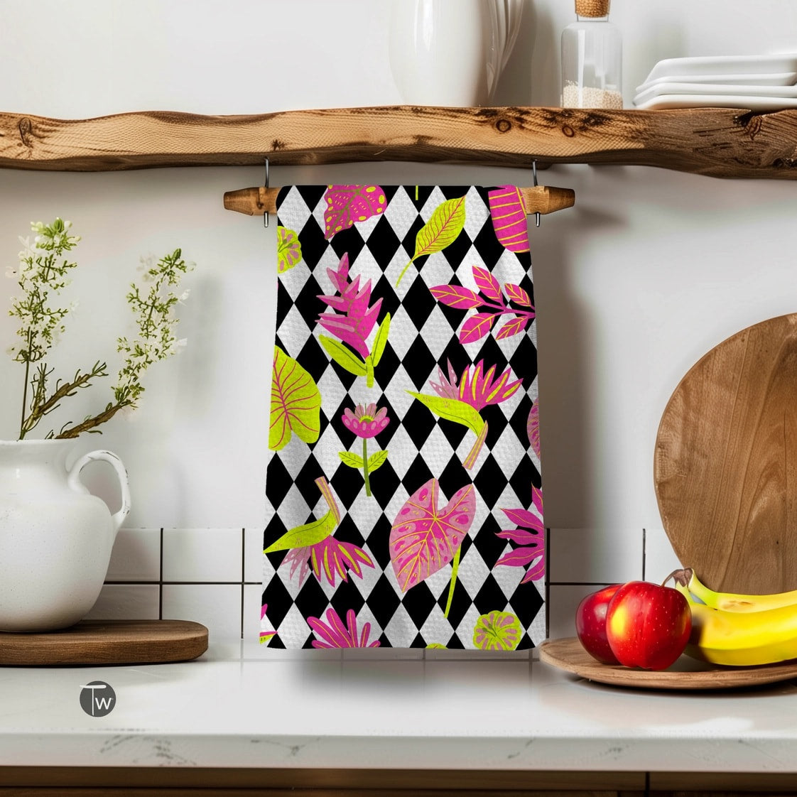 Neon Tropics Kitchen Tea Towel by Twisted Wares