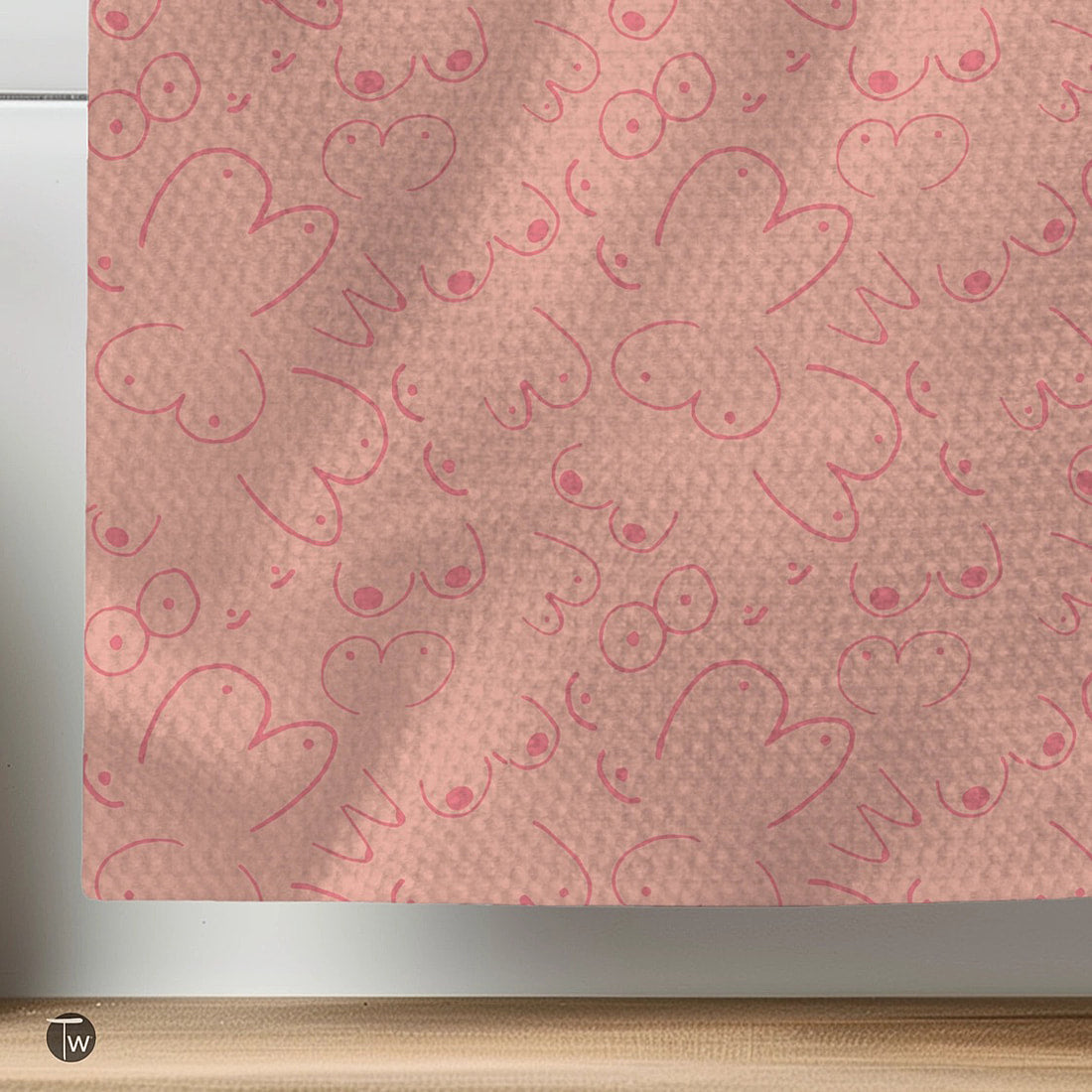 Peachy Boobs Illusion Kitchen Tea Towel by Twisted Wares