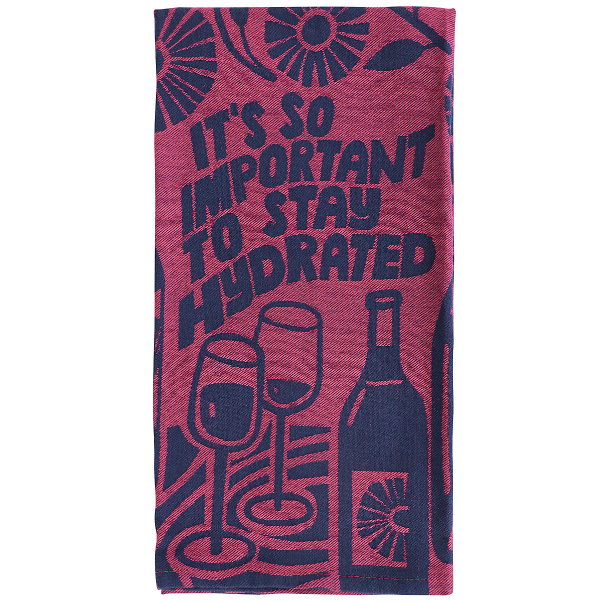 Blue Q Stay Hydrated - woven jacquard Cotton Kitchen Towel