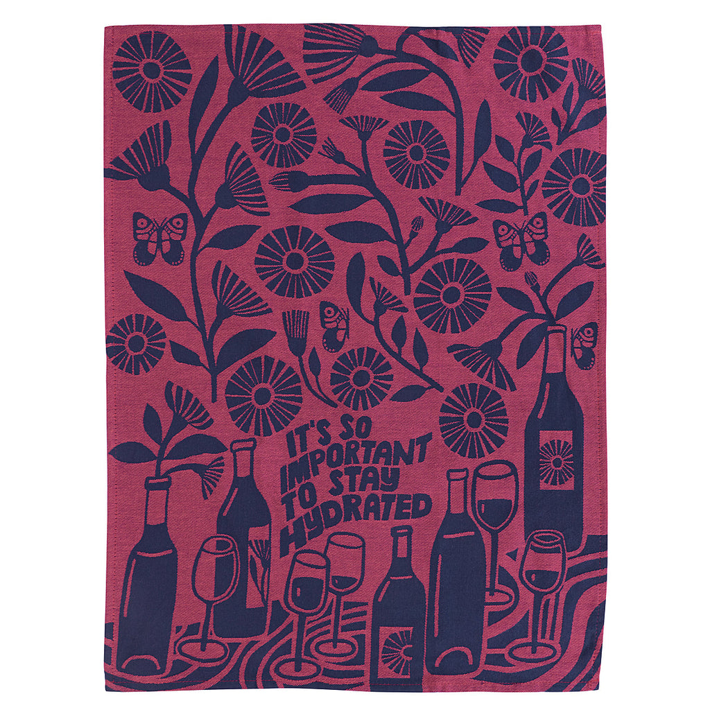 Blue Q Stay Hydrated - woven jacquard Cotton Kitchen Towel