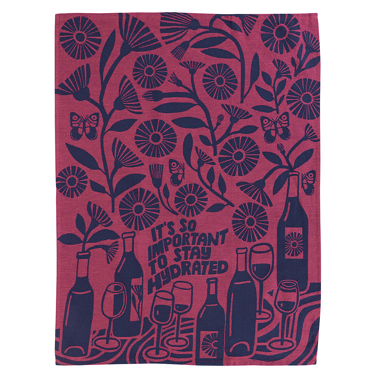 Blue Q Stay Hydrated - woven jacquard Cotton Kitchen Towel