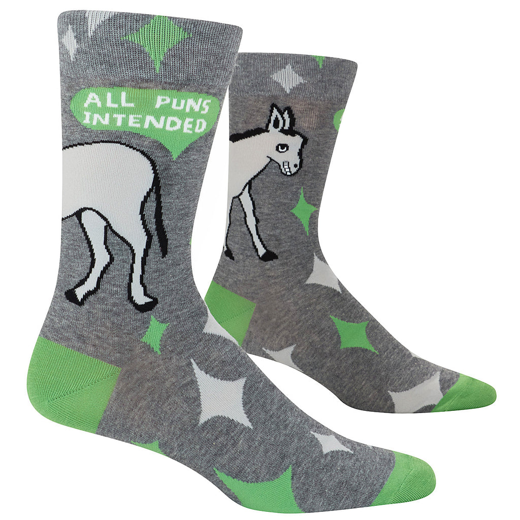 All Puns Intended Combed Cotton MEN's Crew Socks by Blue Q