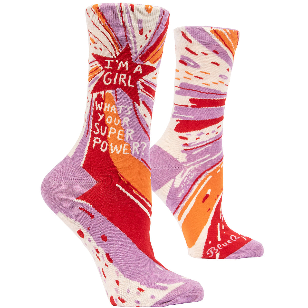 Women's Crew Socks - I'm a Girl.  What's Your Superpower - Blue Q