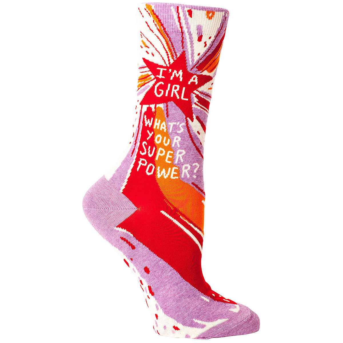Women's Crew Socks - I'm a Girl.  What's Your Superpower - Blue Q