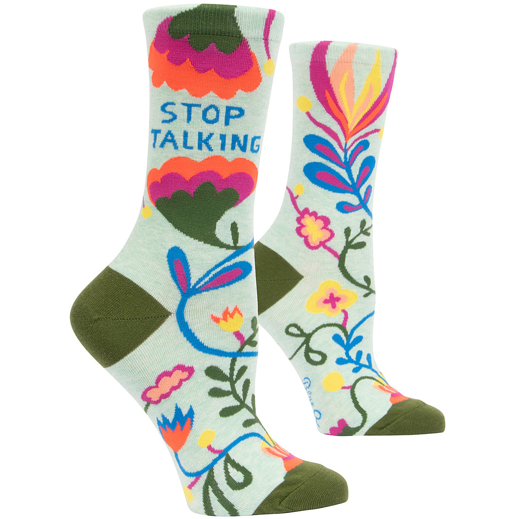 Blue Q Women's Crew Sock - Stop Talking