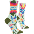 Blue Q Women's Crew Sock - Stop Talking