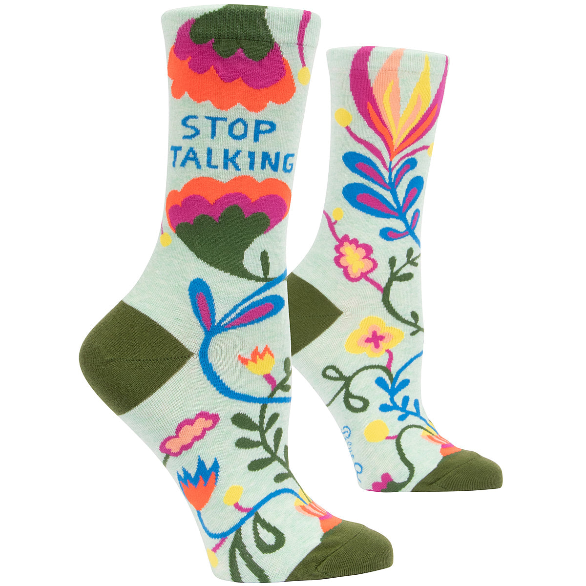 Blue Q Women's Crew Sock - Stop Talking