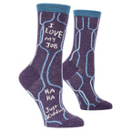 Women's Crew Socks - I Love My Job.  Ha Ha Ha - Blue Q