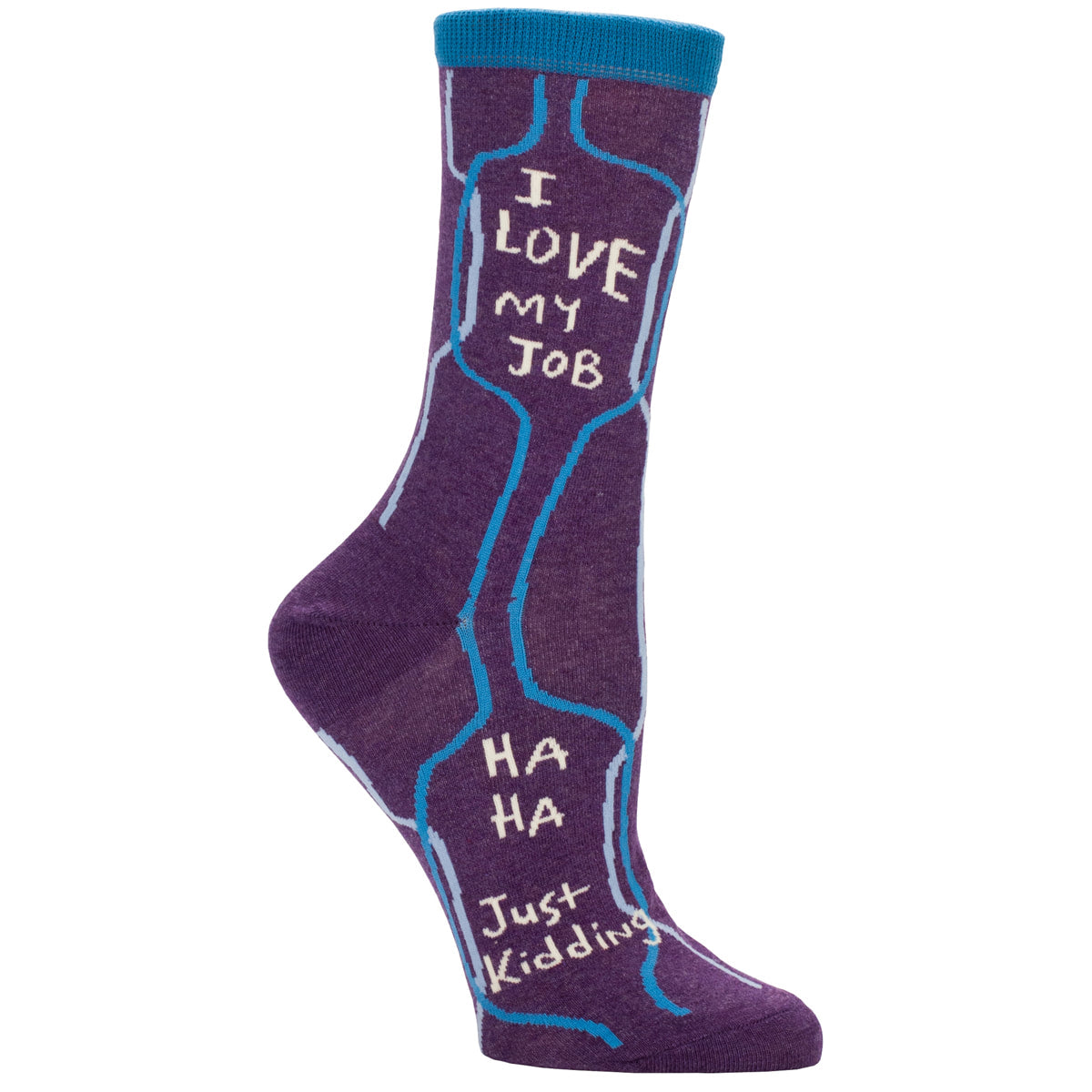 Women's Crew Socks - I Love My Job.  Ha Ha Ha - Blue Q