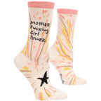 Women's Crew Socks Mother Fucking Girl Power  - Blue Q