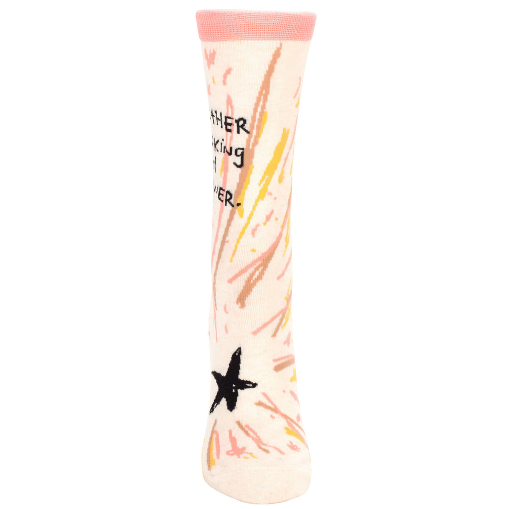 Women's Crew Socks Mother Fucking Girl Power  - Blue Q