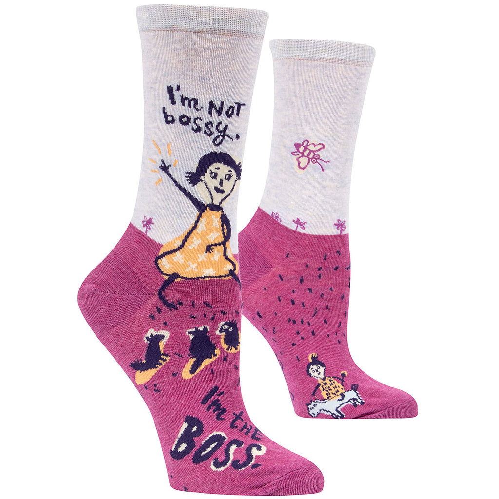 Women's Crew Socks - I'm Not Bossy I'm the Boss - Blue Q