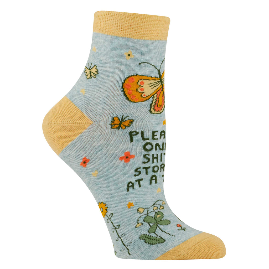 One Shitstorm at a Time Women's Ankle Sock - Blue Q