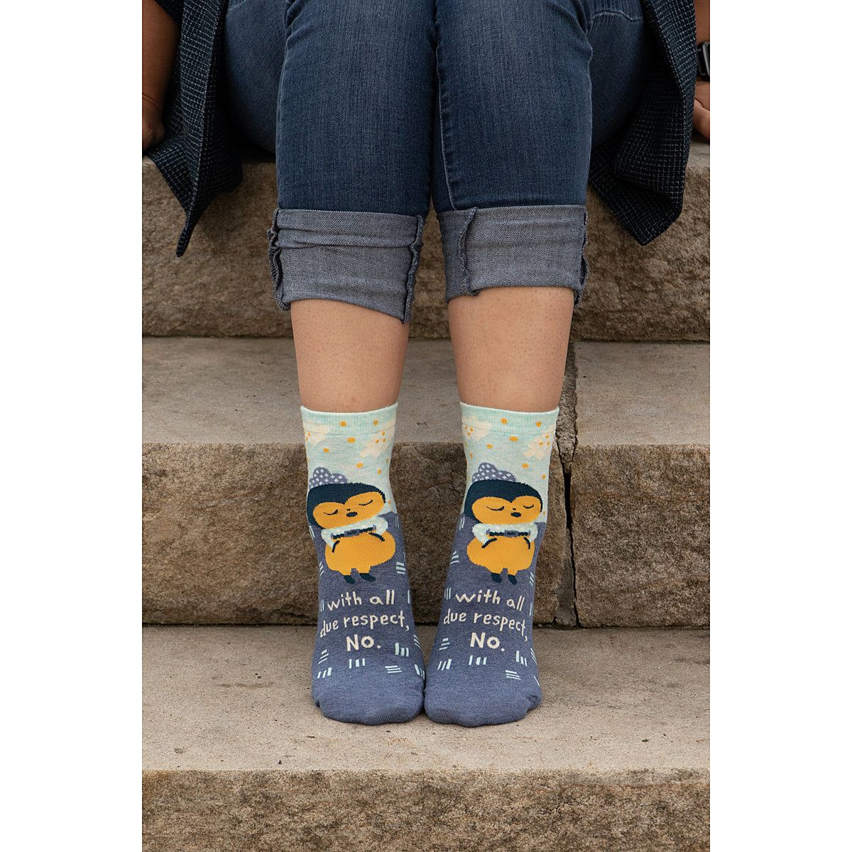With all Due respect.  Women's Ankle Sock - Blue Q