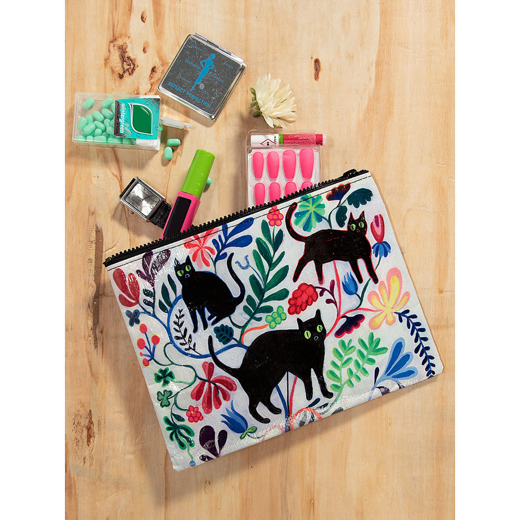 Here Kitty Blue Q Eco, Recycled Zipper Pouch