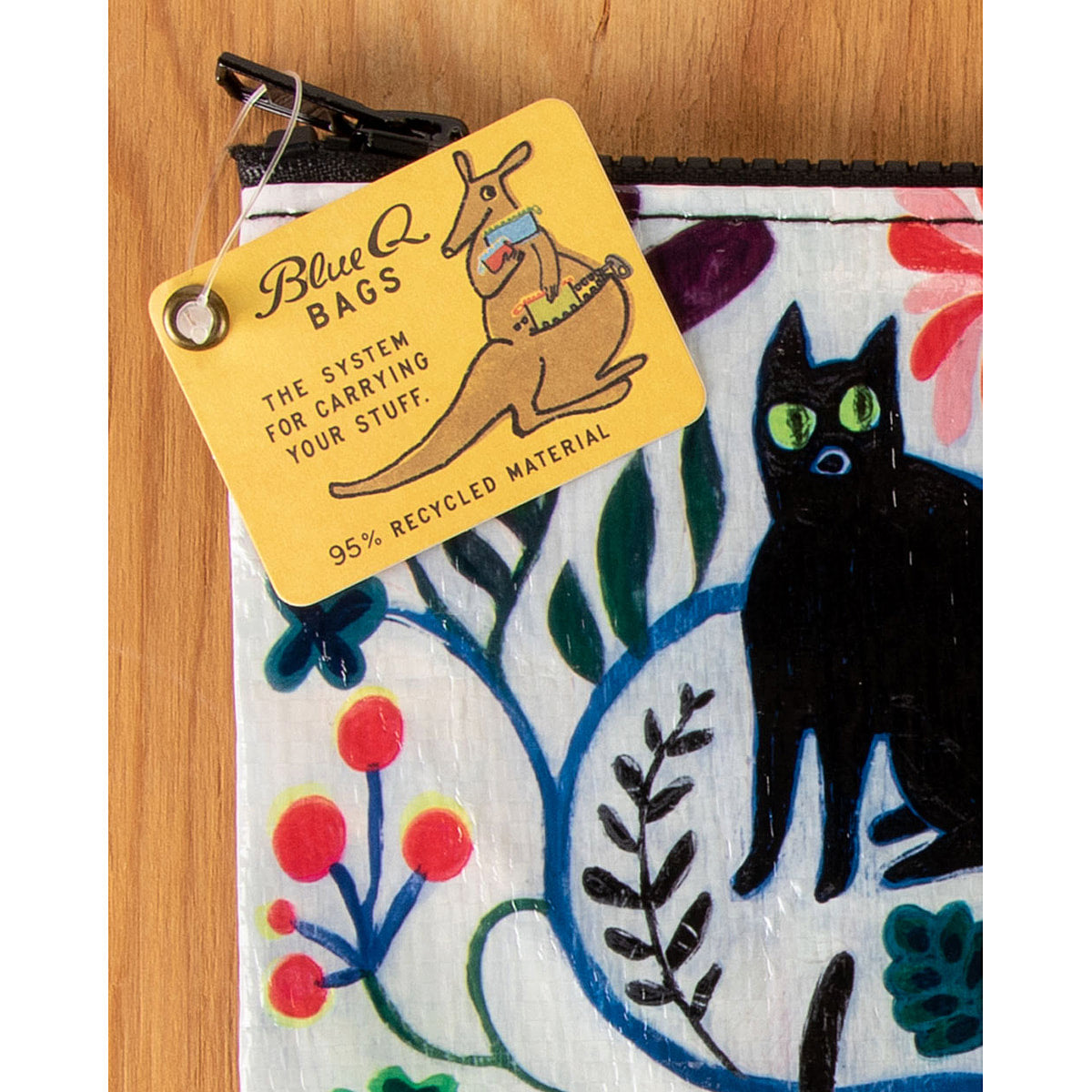 Here Kitty Blue Q Eco, Recycled Zipper Pouch