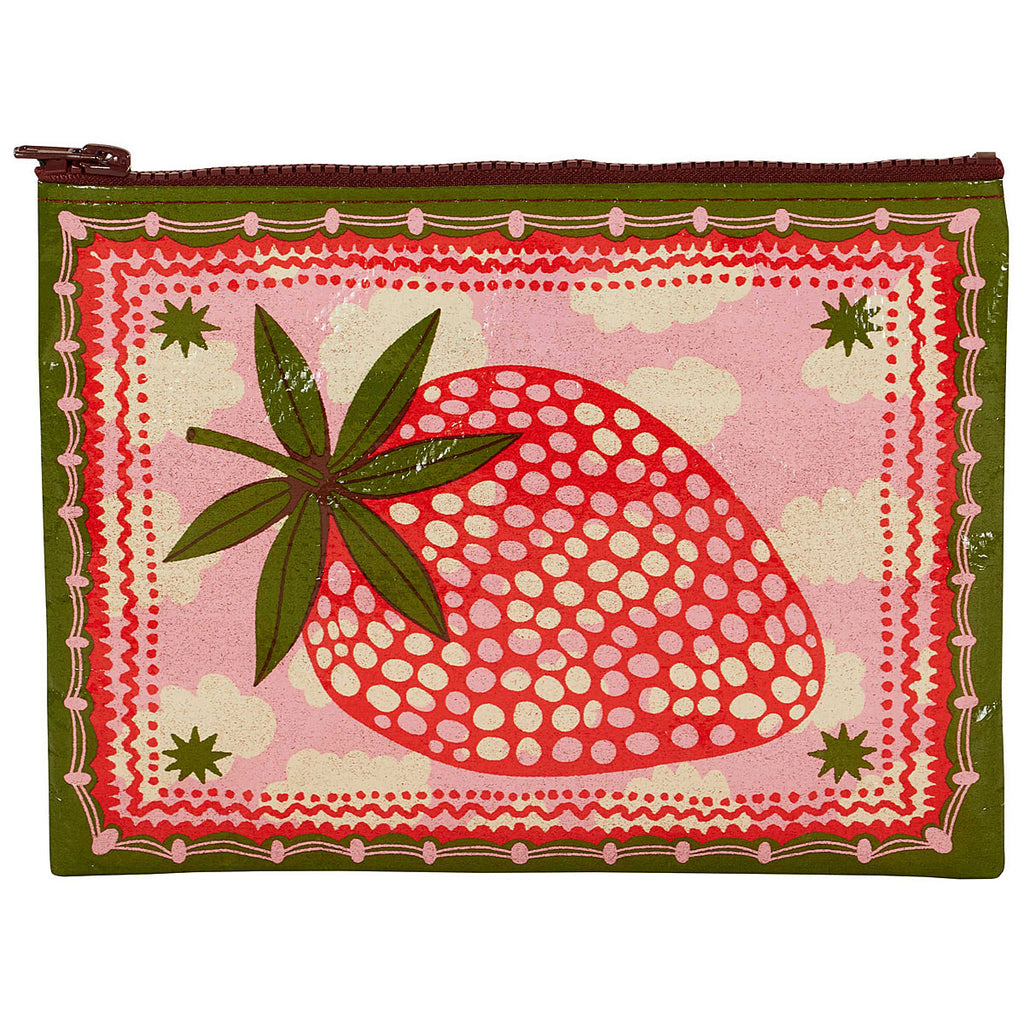 Strawberry Clouds Blue Q Eco, Recycled Zipper Pouch