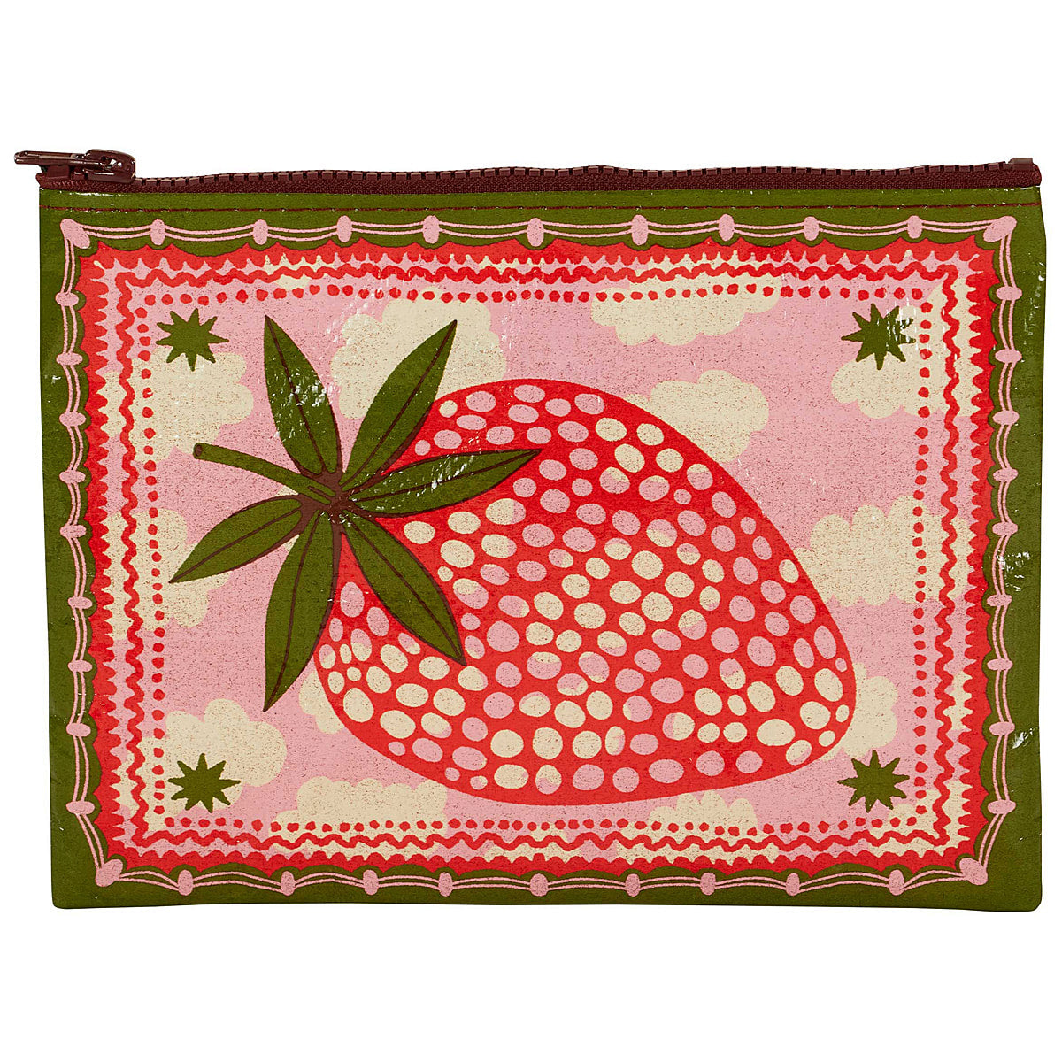 Strawberry Clouds Blue Q Eco, Recycled Zipper Pouch