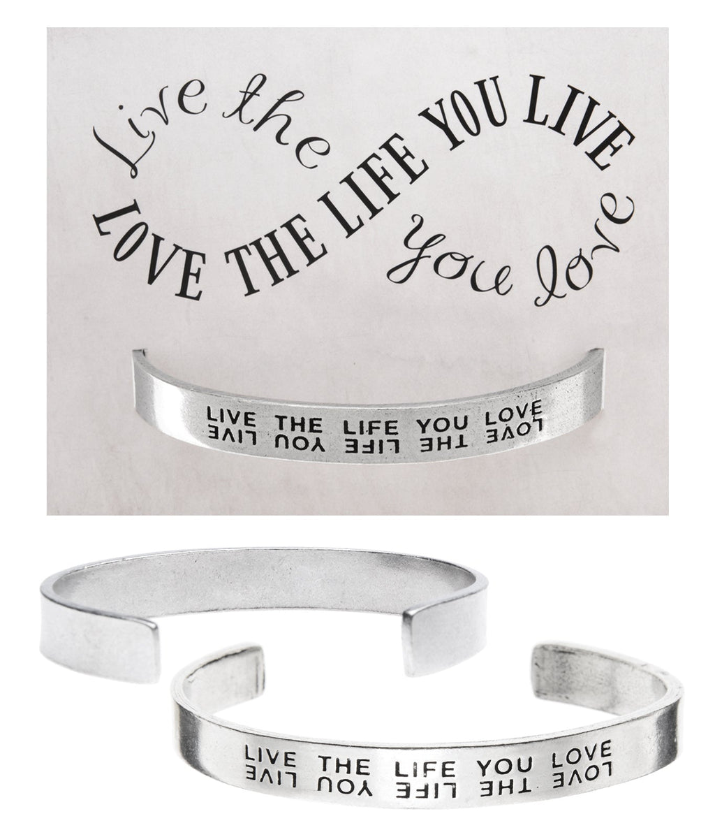 Live the Life - handcrafted recycled lead-free pewter adjustable cuff bracelets - copy
