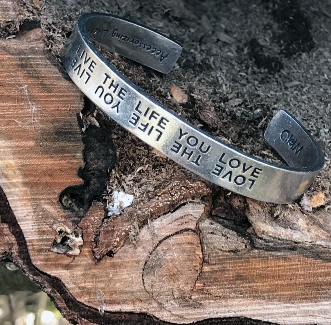 Live the Life - handcrafted recycled lead-free pewter adjustable cuff bracelets - copy