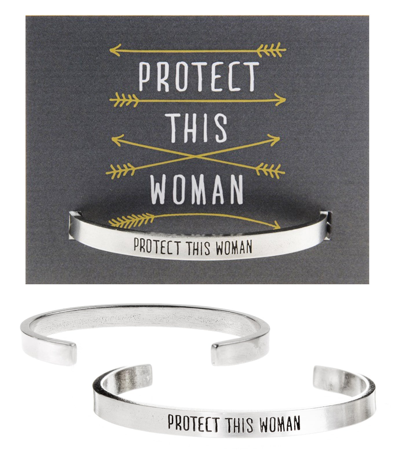 Protect This Woman - Whitney Howard handcrafted recycled lead-free pewter adjustable cuff bracelets