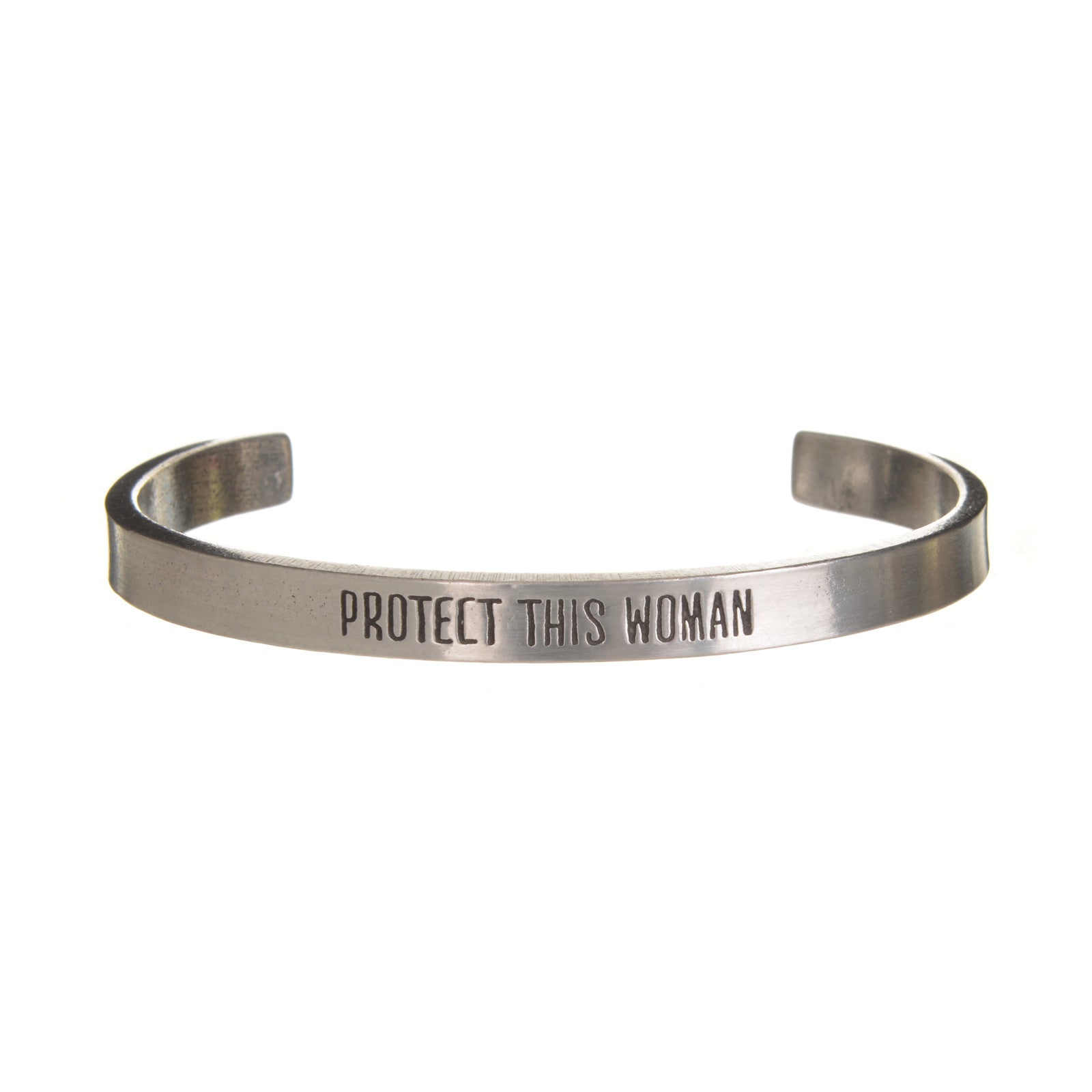 Protect This Woman - Whitney Howard handcrafted recycled lead-free pewter adjustable cuff bracelets