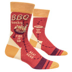 Blue Q MEN's Crew Socks " BBQ socks - fire it up meat head - you da man"