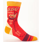Blue Q MEN's Crew Socks " BBQ socks - fire it up meat head - you da man"