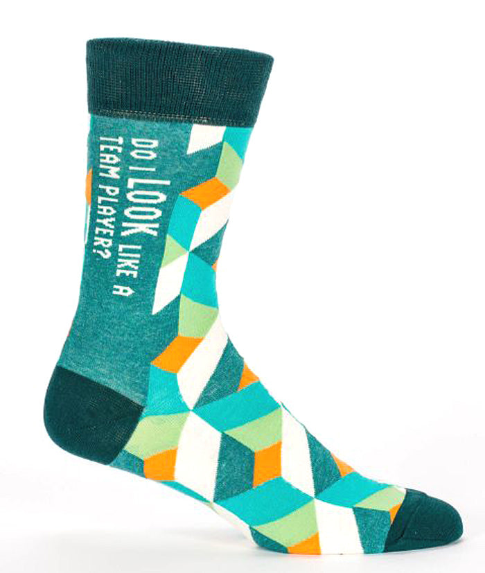 MEN's Crew Sock  -  Do I LOOK like a team player - Blue Q