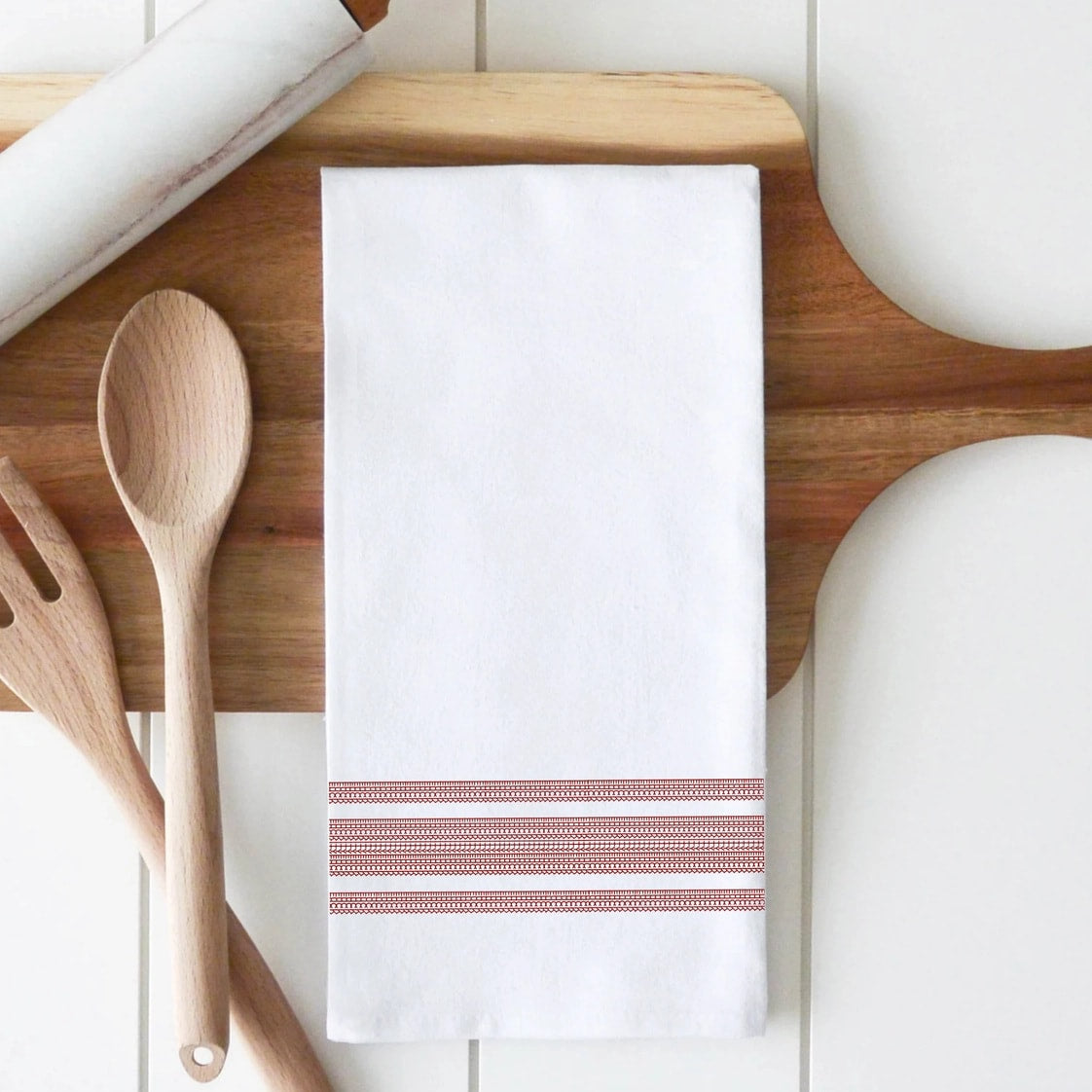 Fuckity Stripe Red and White Illusion Premium Cotton Tea Towel by Twisted Wares