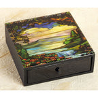SALE:  not quite perfect - Tiffany Stained Glass Boutique Wood Box - DD