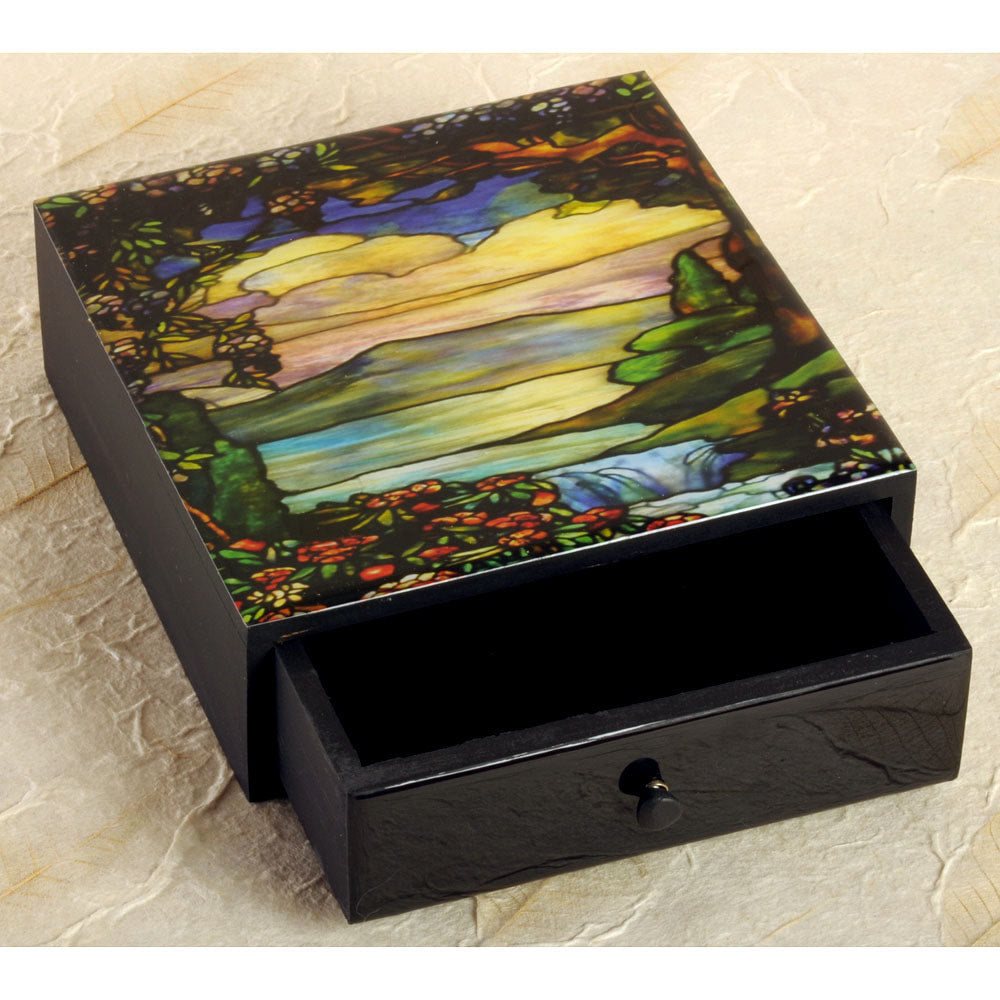 SALE:  not quite perfect - Tiffany Stained Glass Boutique Wood Box - DD