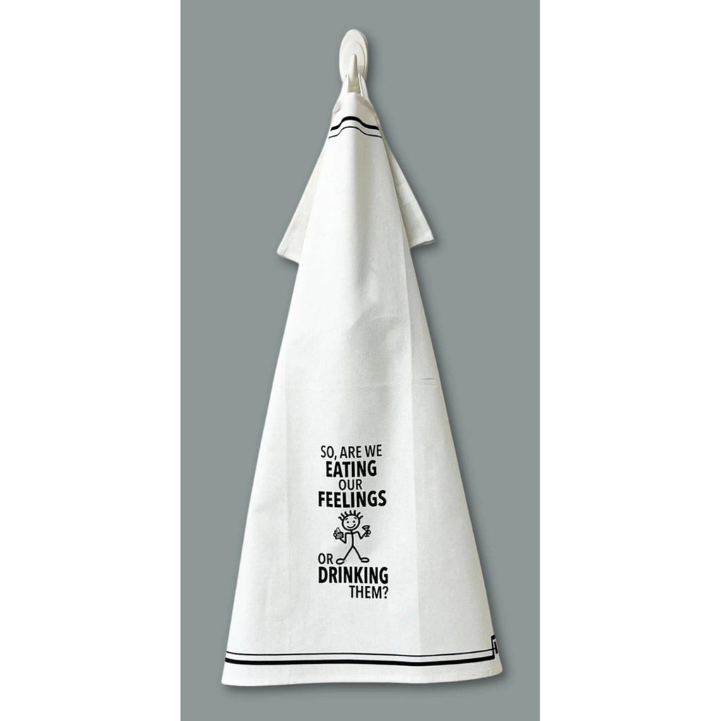 Eating or Drinking Our Feelings Cotton Kitchen Towel by FabDaz