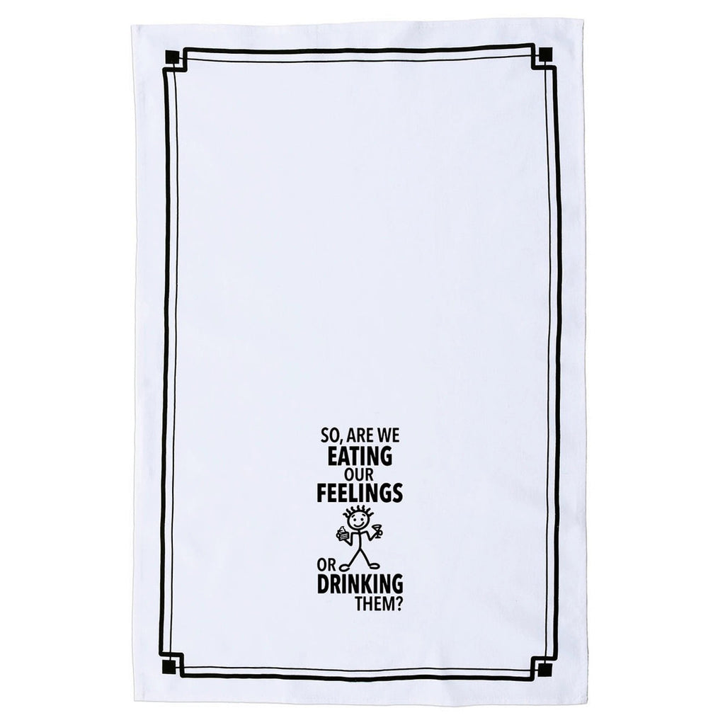 Eating or Drinking Our Feelings Cotton Kitchen Towel by FabDaz