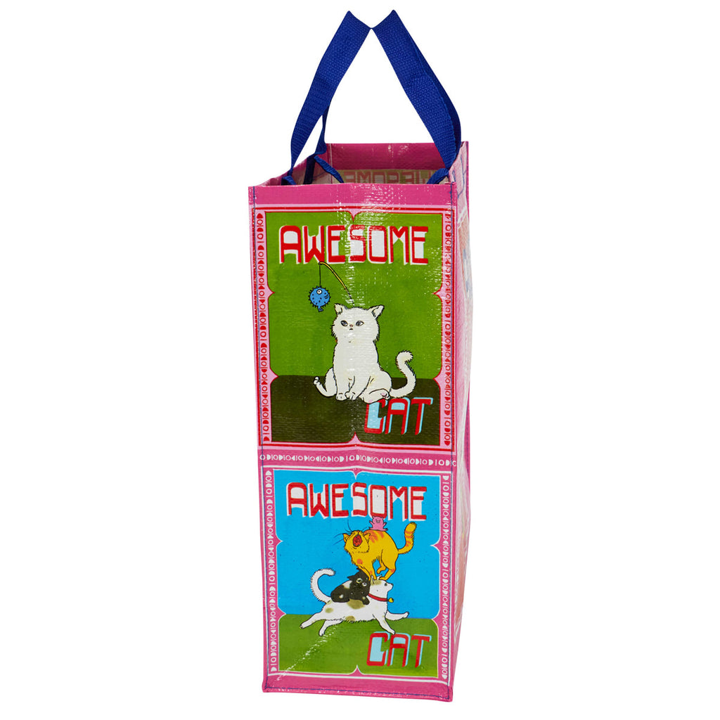 Awesome Cat Blue Q Shopper- Reusable Shopping Bags