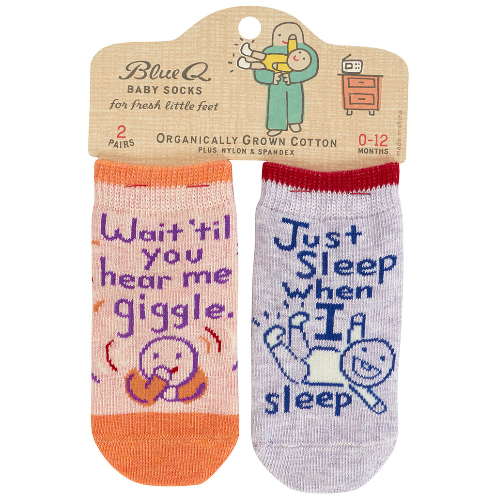 Giggle/Sleep - Organic Baby Socks - set of 2 - Blue Q