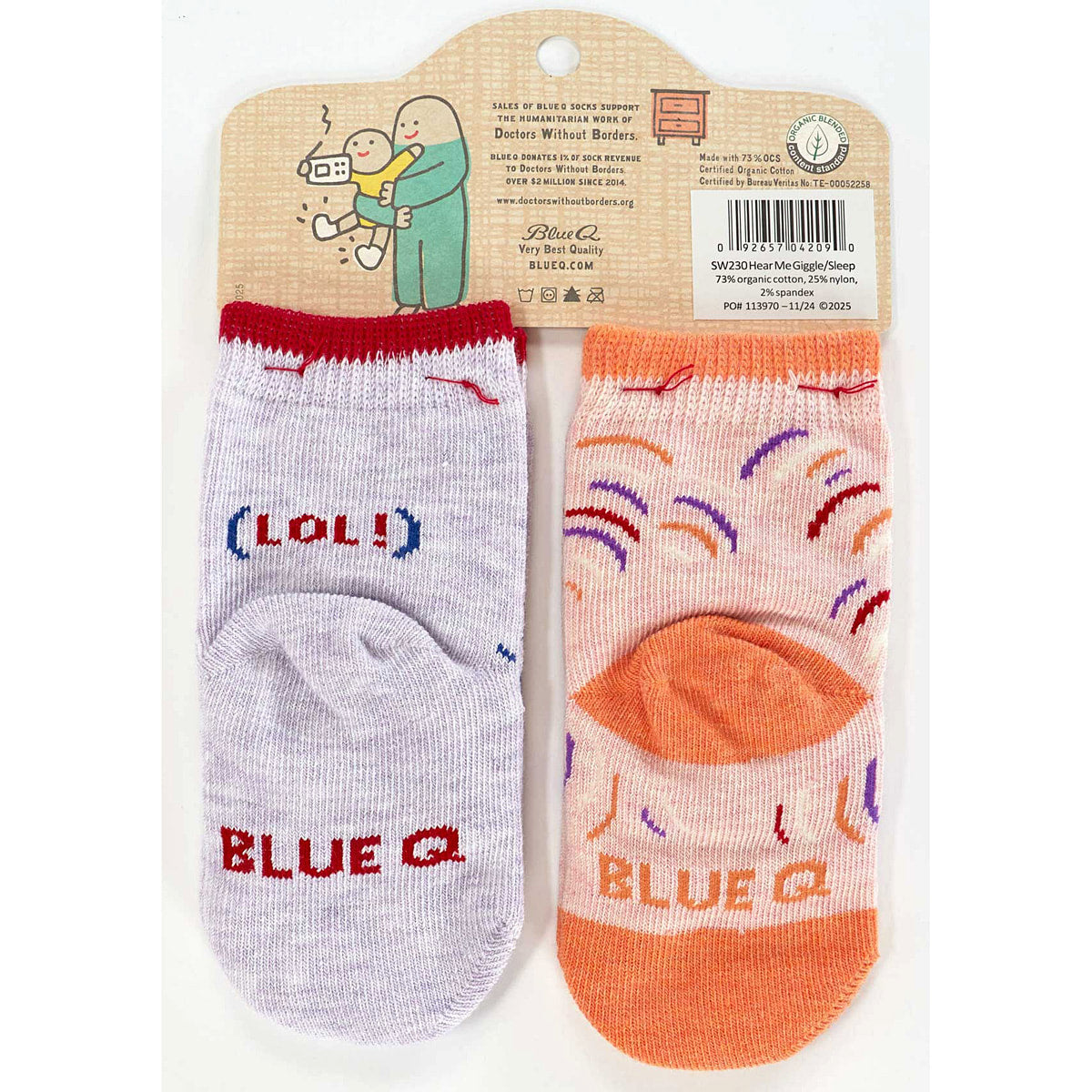 Giggle/Sleep - Organic Baby Socks - set of 2 - Blue Q