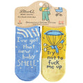 Baby Smell/Don't Fuck Me Up - Organic Baby Socks - set of 2 - Blue Q